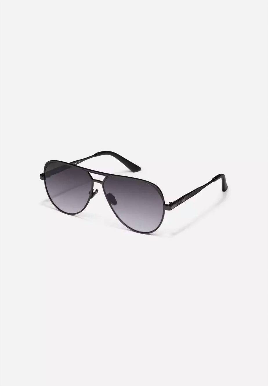 NEW QUAY women's open tab sunglasses in black/smoke
